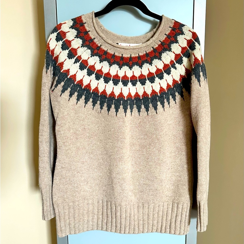 Hanna Andersson Fair Isle Women’s Sweater - Love Hanna Size Medium - Tan